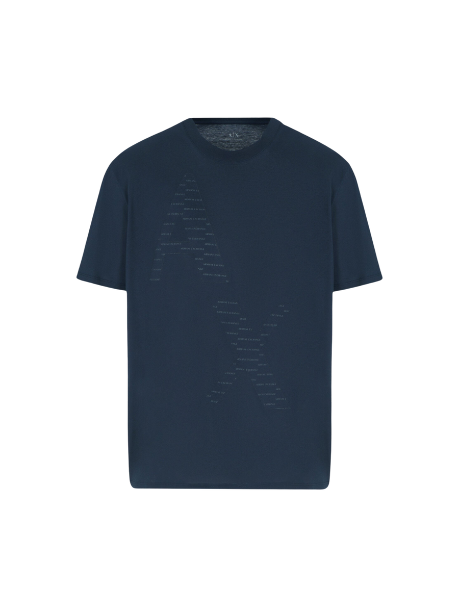 T-Shirt Armani Exchange blu con logo AX oversize con effetto micro-lettering 6DZTJKZJ3VZ 1510 Armani Exchange 