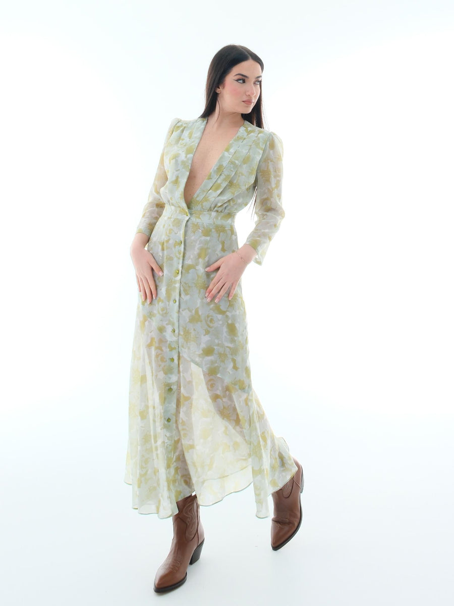 Abito "Julia" Silence Limited verde con stampa floreale AB4086 GREEN Silence Limited 