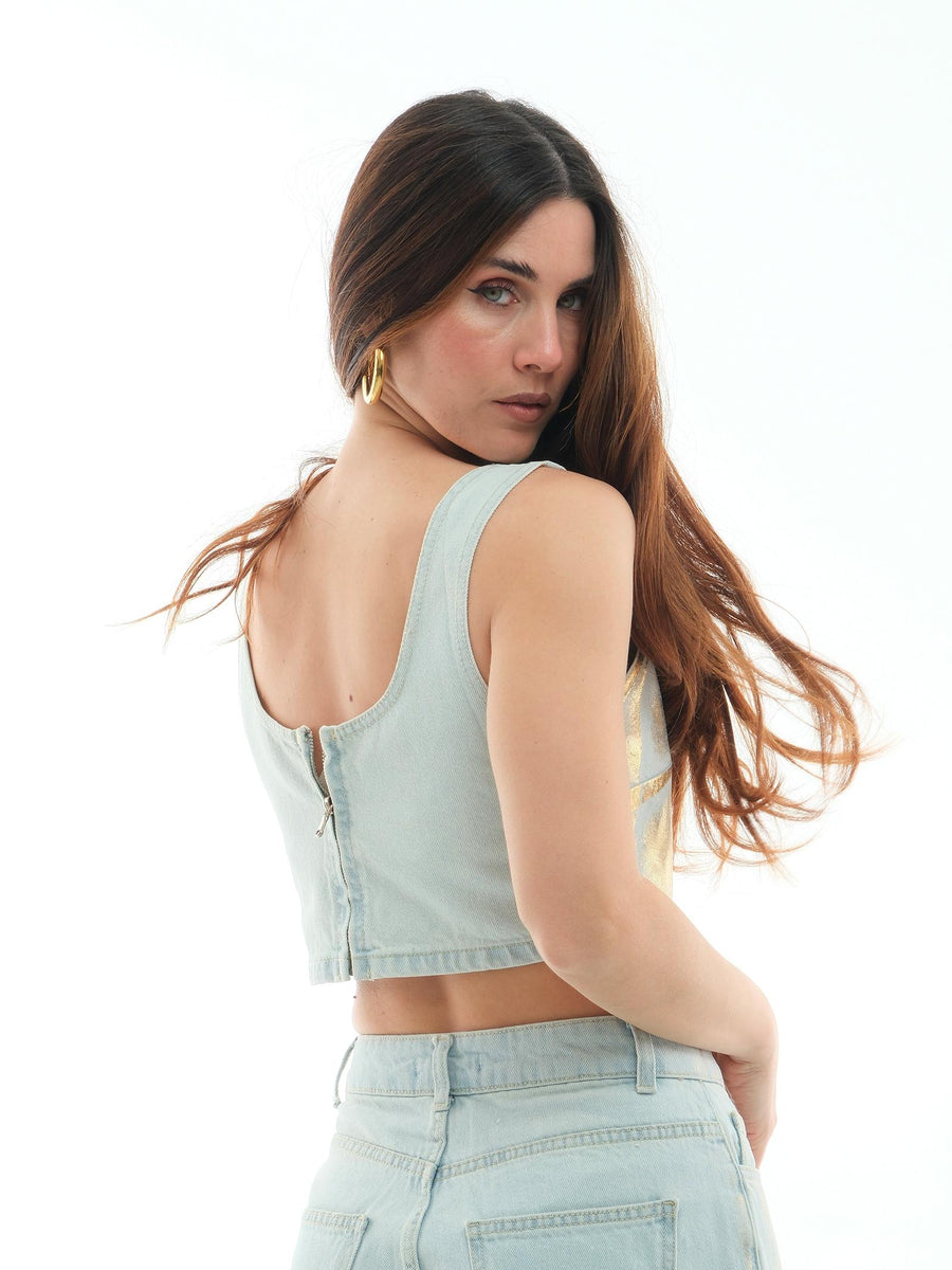 Top "crop maylar" Silence Limited in denim placcato SI10PL UNI Silence Limited 