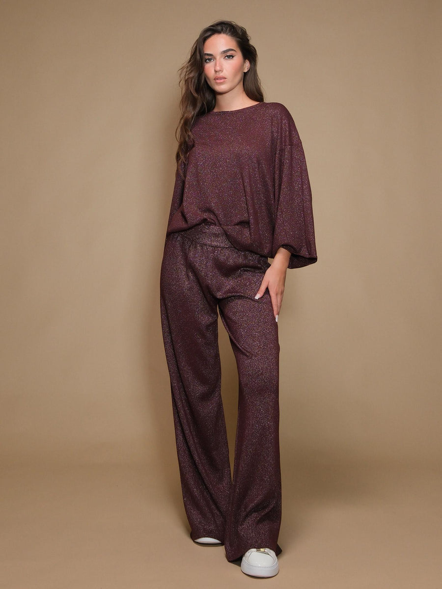 Pantaloni Armoire in maglia lurex vino R1896L VINO Armoire 