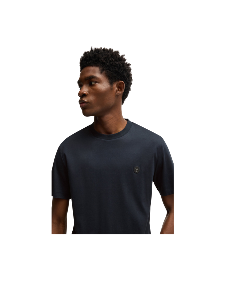 T-Shirt Boss blu scuro con monogramma double B 50520298 404 Boss 