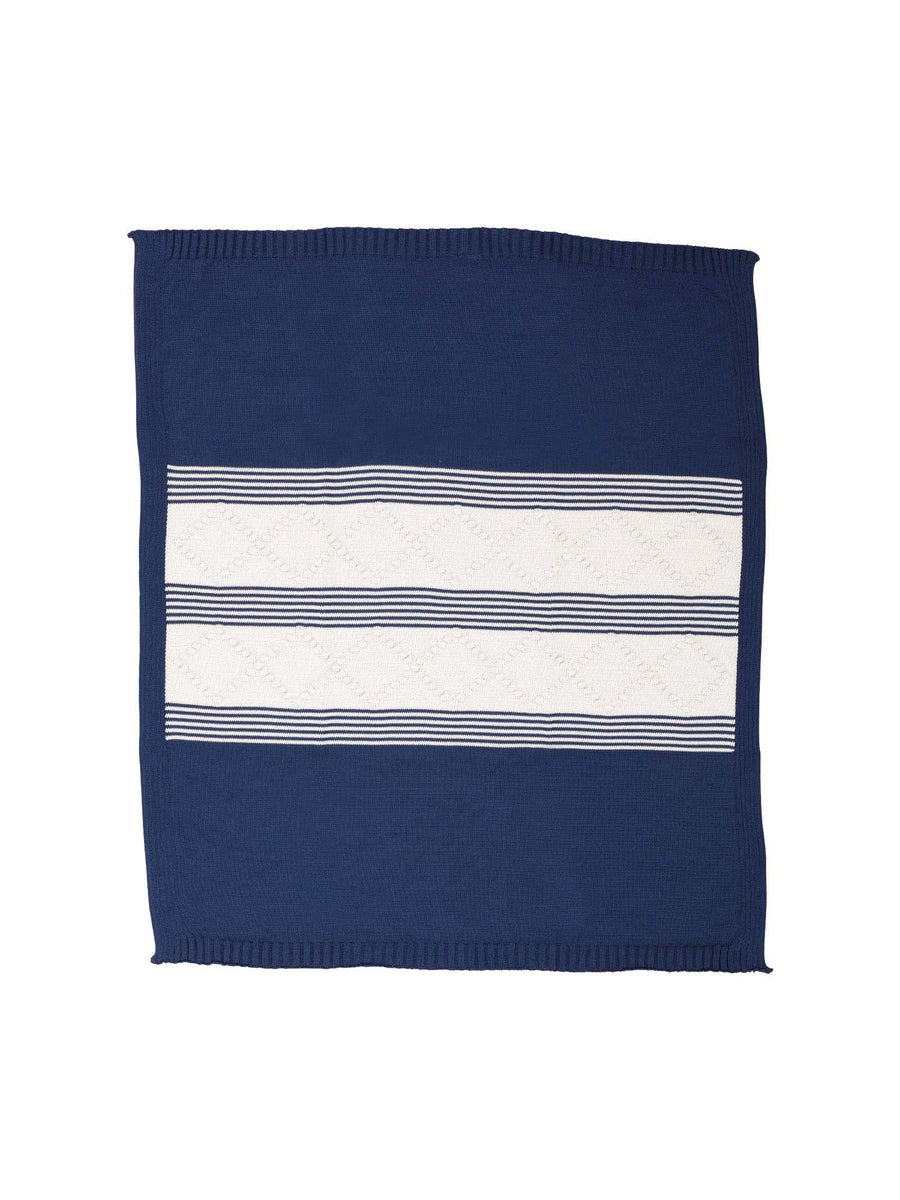 Coperta in filo blu e natural bio EL7080 C7NB Marlù 