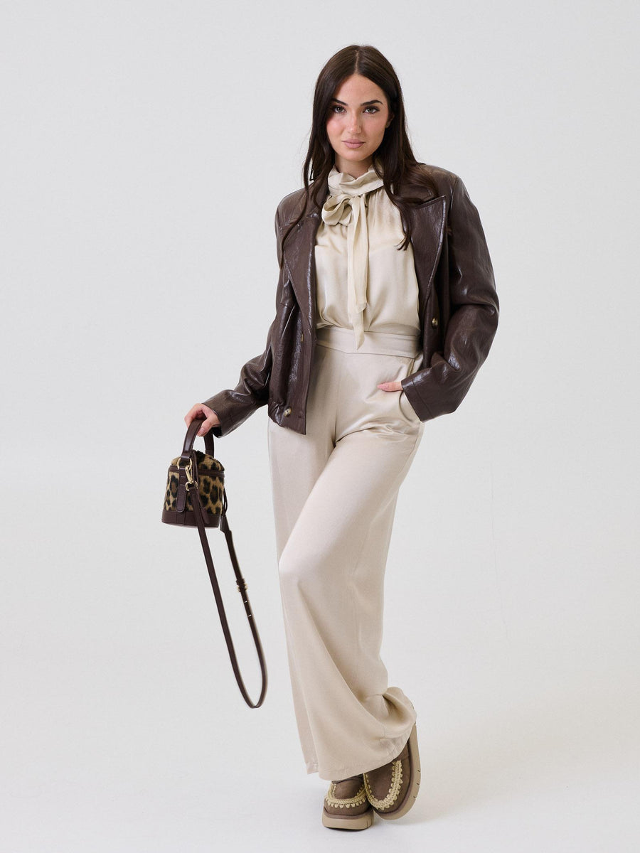 Pantalone ampio Armoire beige a vita alta C206P22R LANA Armoire 