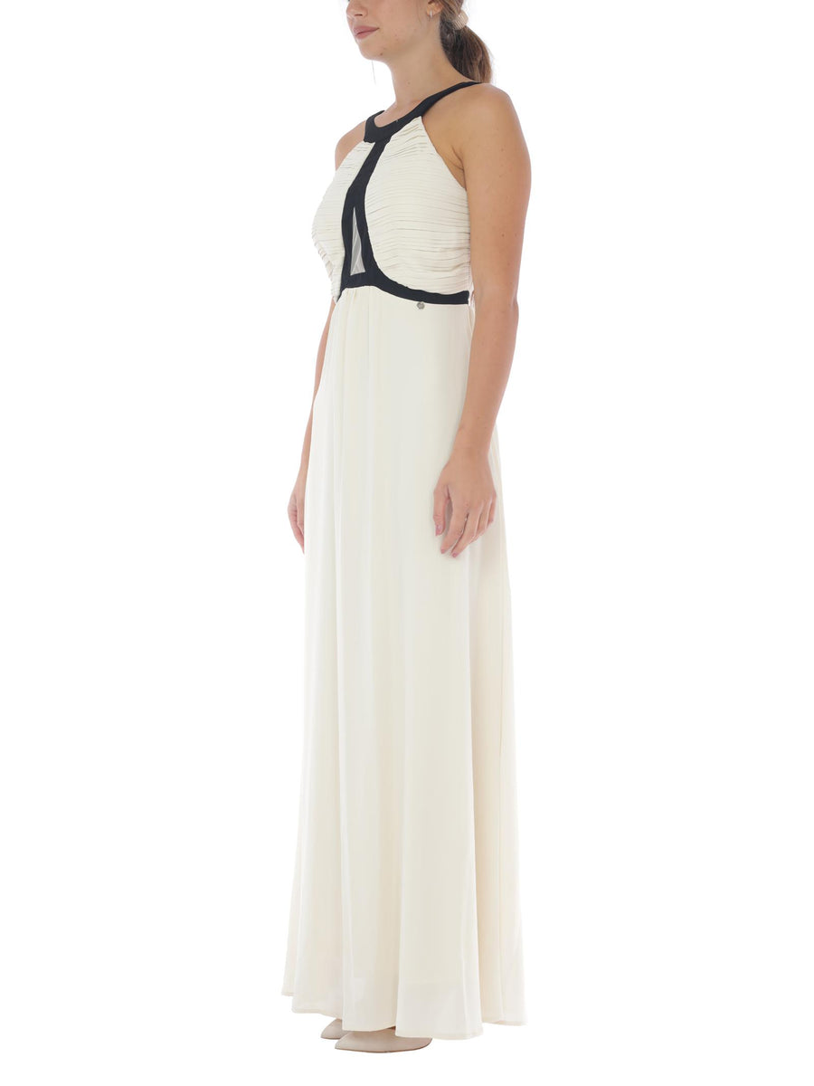 Abito lungo avorio e nero CFC0110571003 B435 Rinascimento 