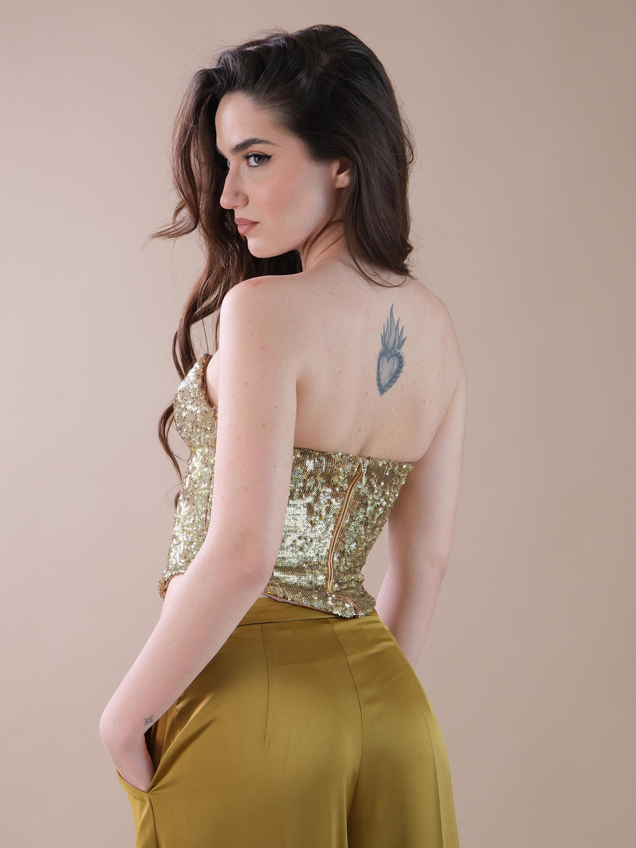 Top bustier Silence Limited oro ricoperto di pailettes SD8018 GOLD Silence Limited 
