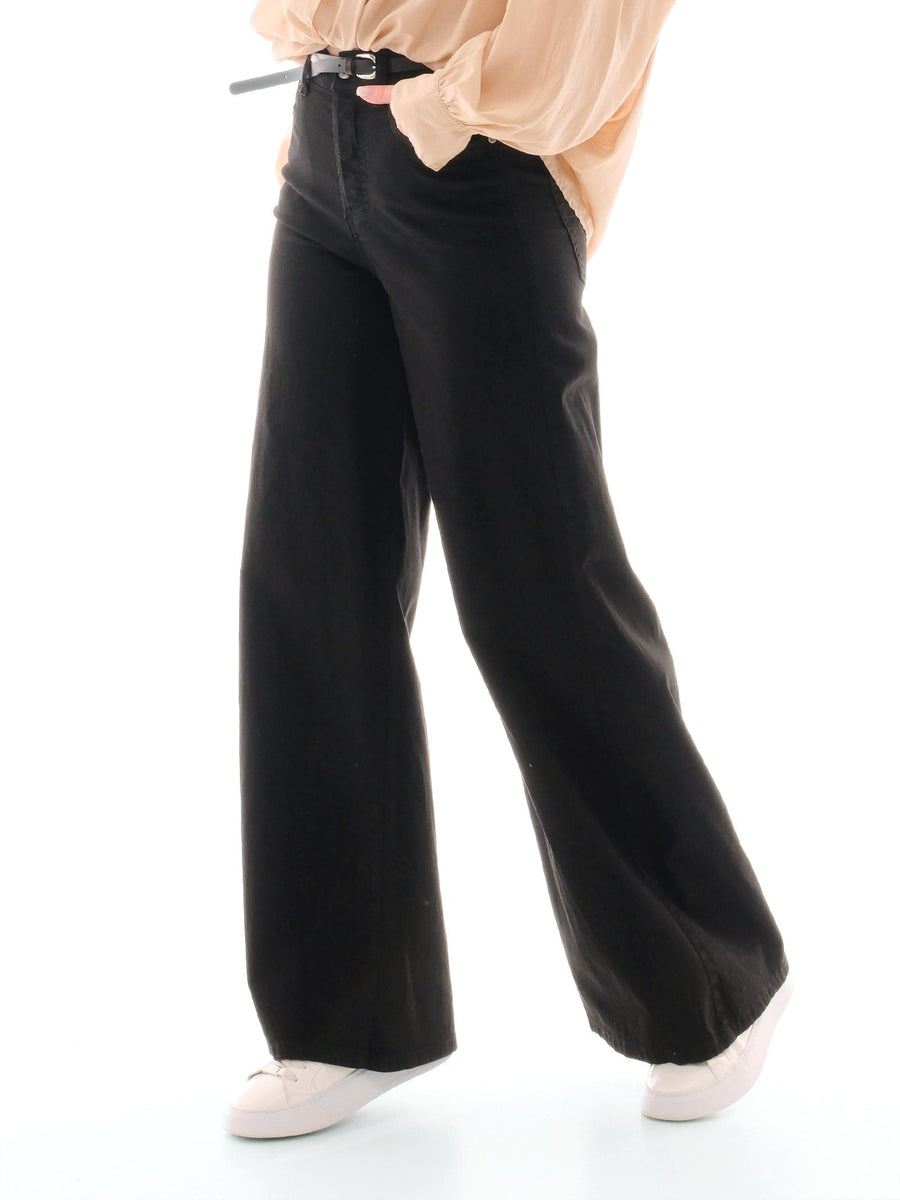 Jeans a zampa Please nero con cinturino P3CPCV9N3N NERO Please 