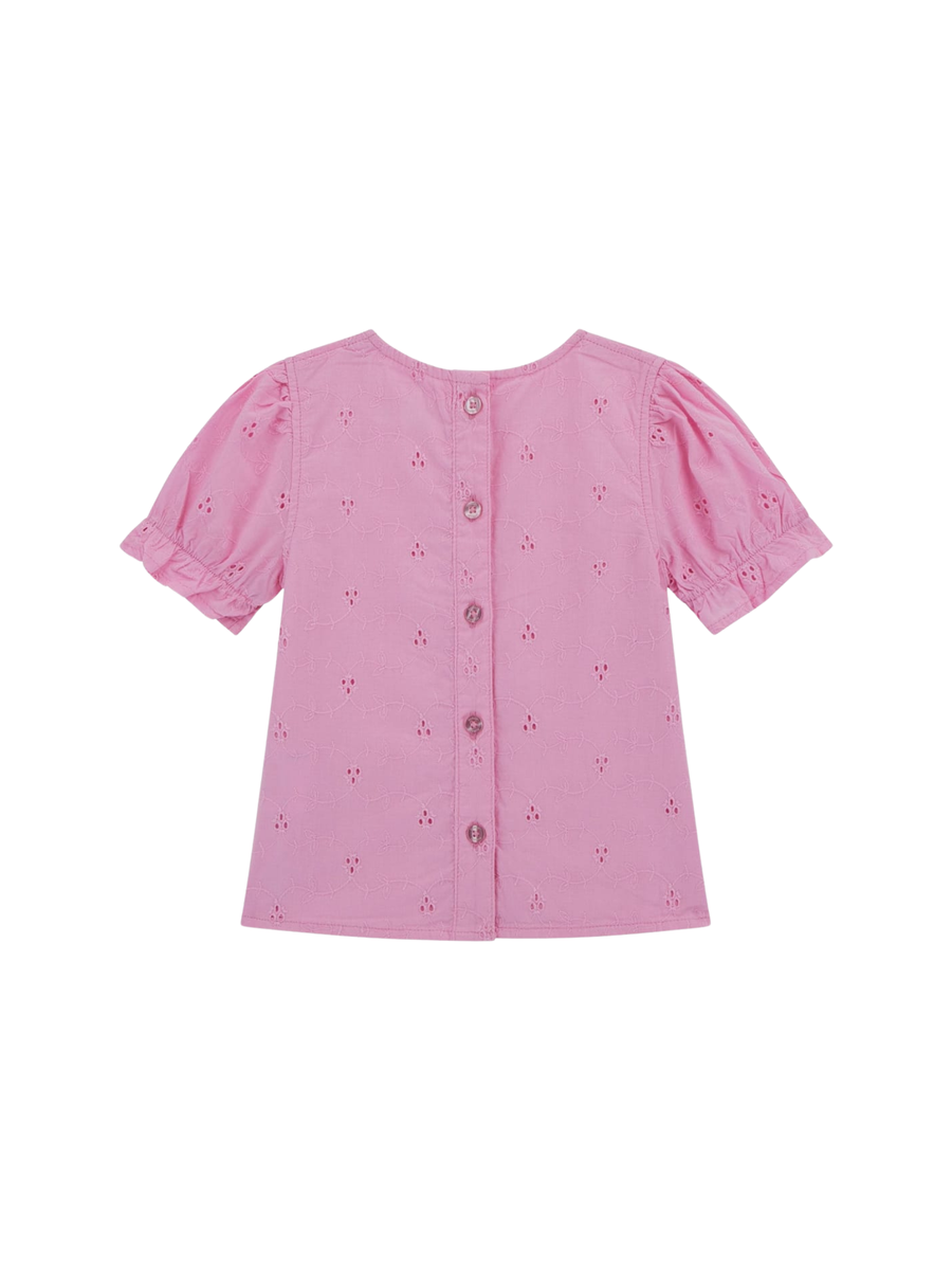 Blusa Guess rosa in pizzo sangallo con maniche a palloncino K5GH03WH710 G66G Guess 