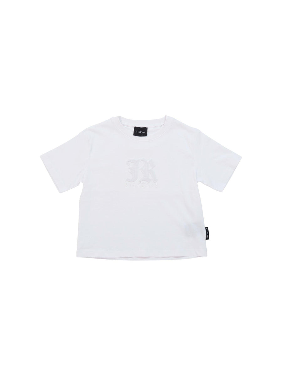 T-Shirt John Richmond bianca con logo "JR" effetto velluto RBA25008TS WHITE John Richmond 