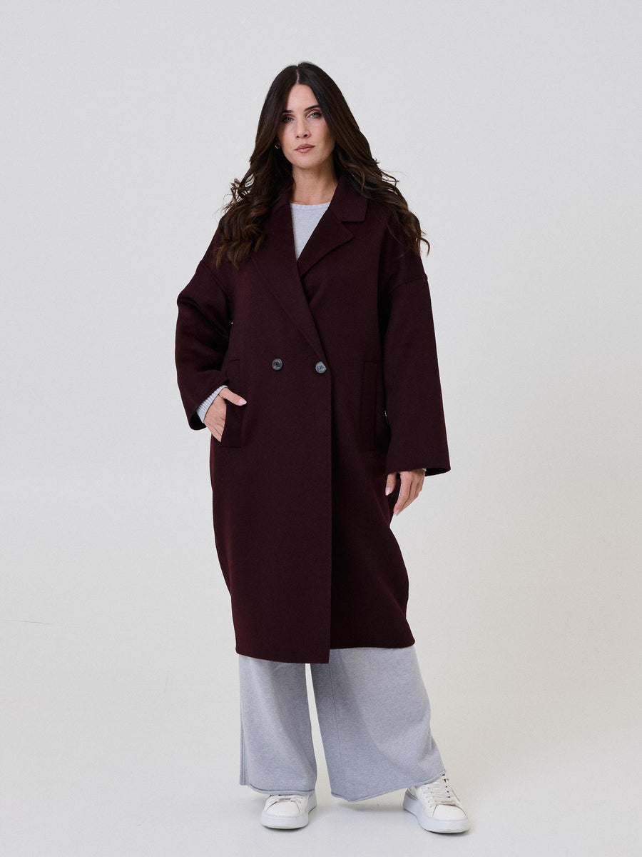 Cappotto lungo Vicolo bordeaux doppiopetto TF0003 FU42 Vicolo 
