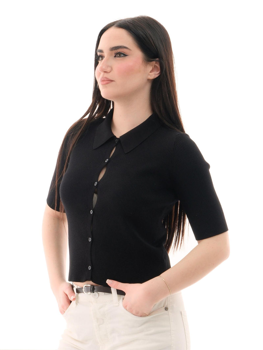 Polo slim Vicolo nera con bottoncini 22090D NE Vicolo 