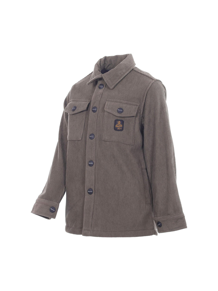 Camicia bambino Refrigiwear verde a costine e felpata RW704 RE001 Refrigiwear 