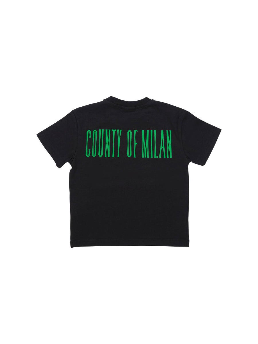 T-Shirt County of Milan nera con stampa lupo TH078 110 County of Milan 