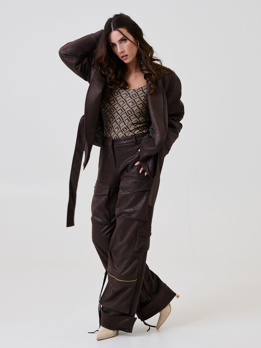 Pantalone cargo Bohemian Vì marrone vintage BHPA011 BROWN Bohemian V 