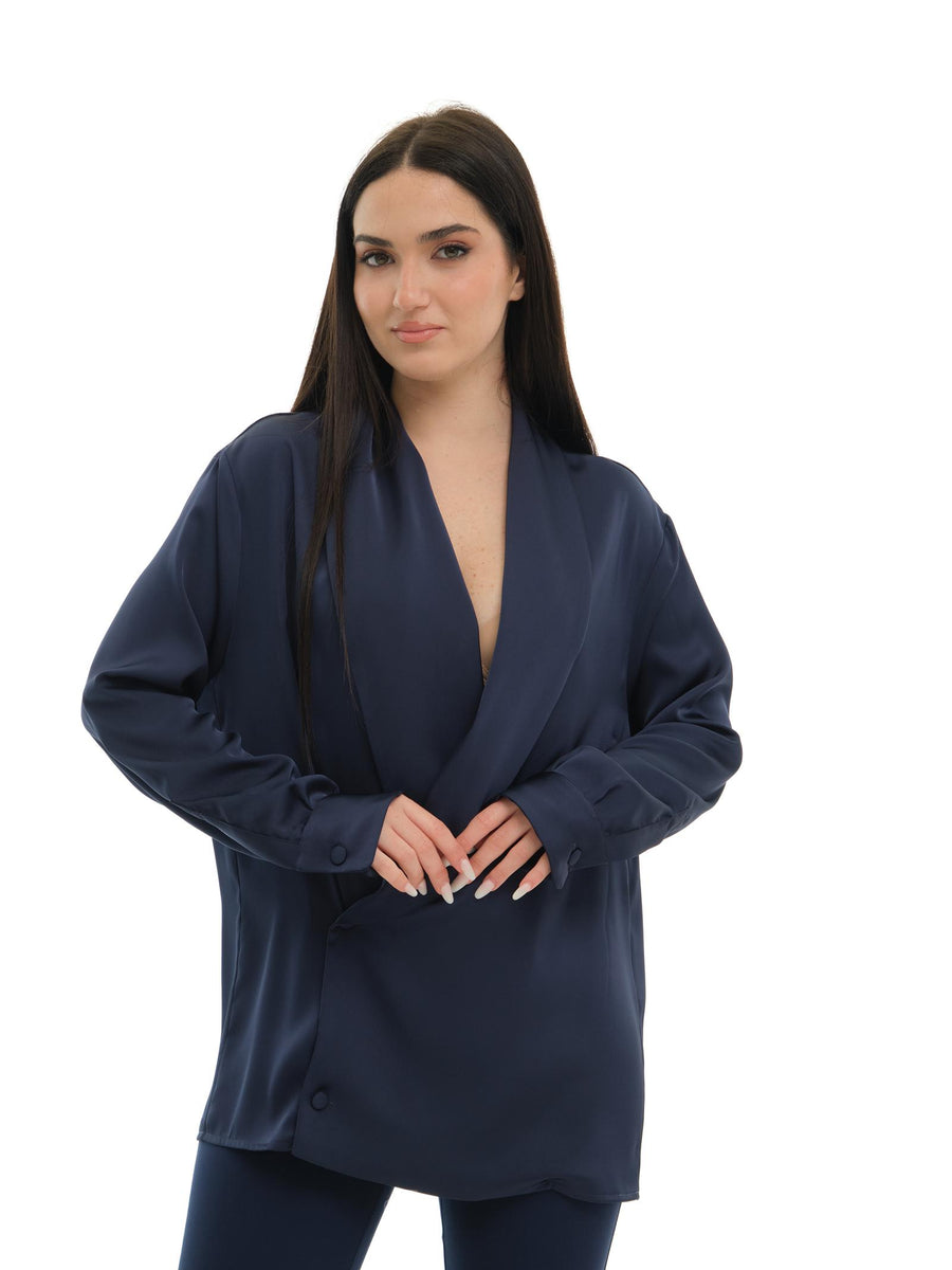 Camicia "double shawl" Silence Limited blu navy CA7004 NAVY Silence Limited 