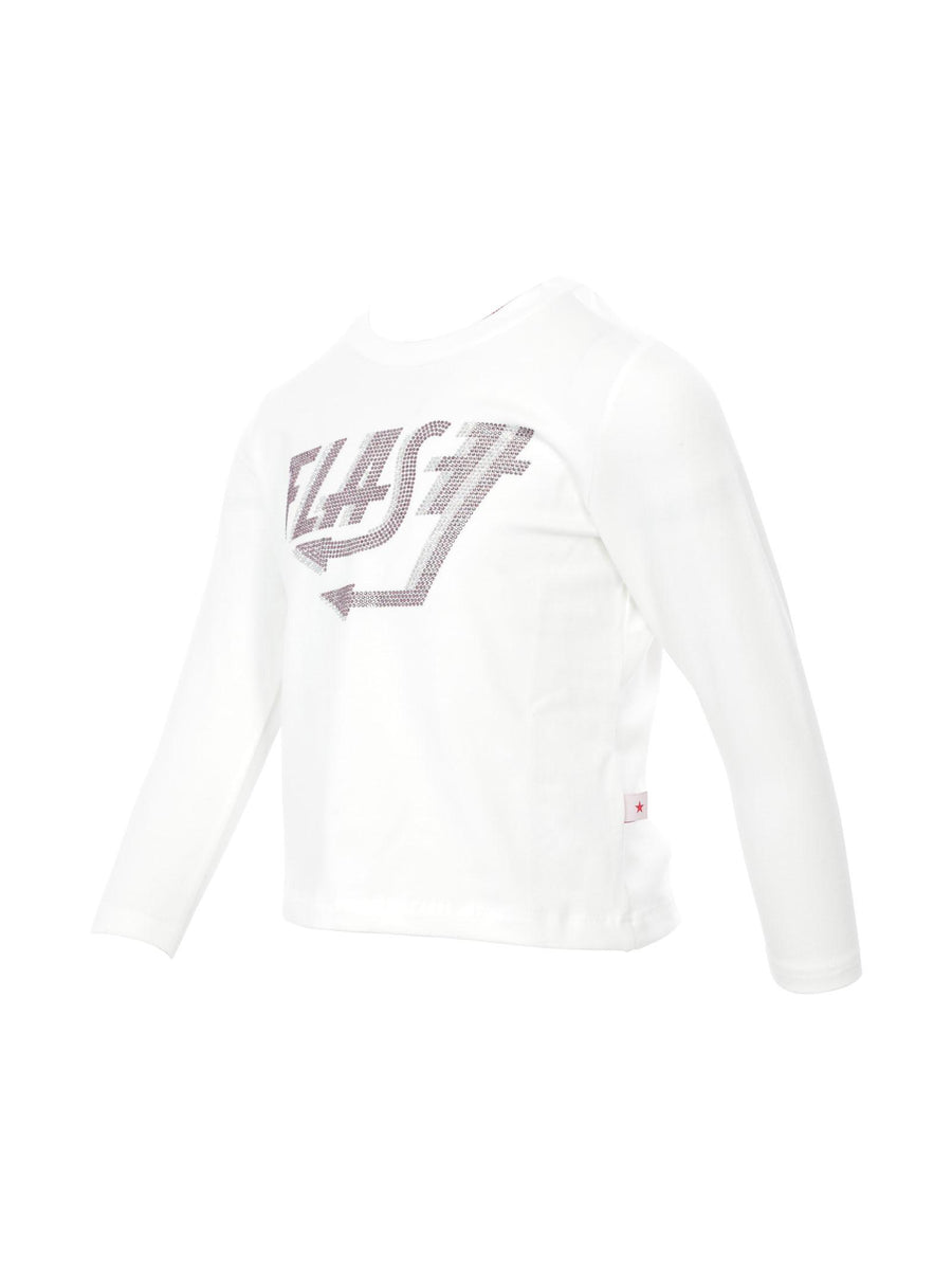 T-shirt bianca con brillantini M0290 MILK kontatto kids 