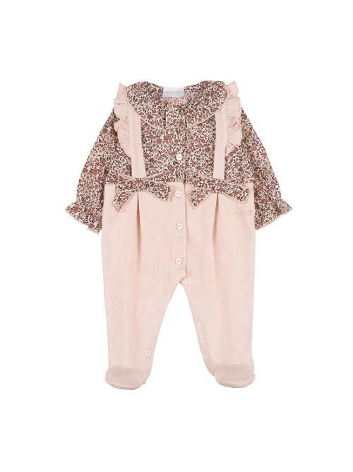 Tutina Nanan fiorata con salopette rosa I24466 FI Nanan 