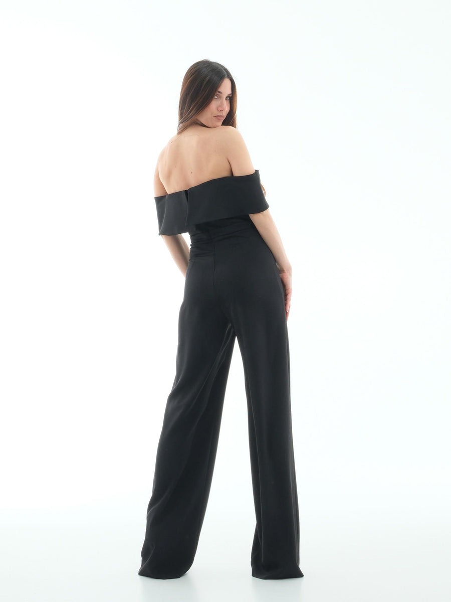 Jumpsuit Silence Limited nera con scollo a barca TUTF8 BLACK Silence Limited 