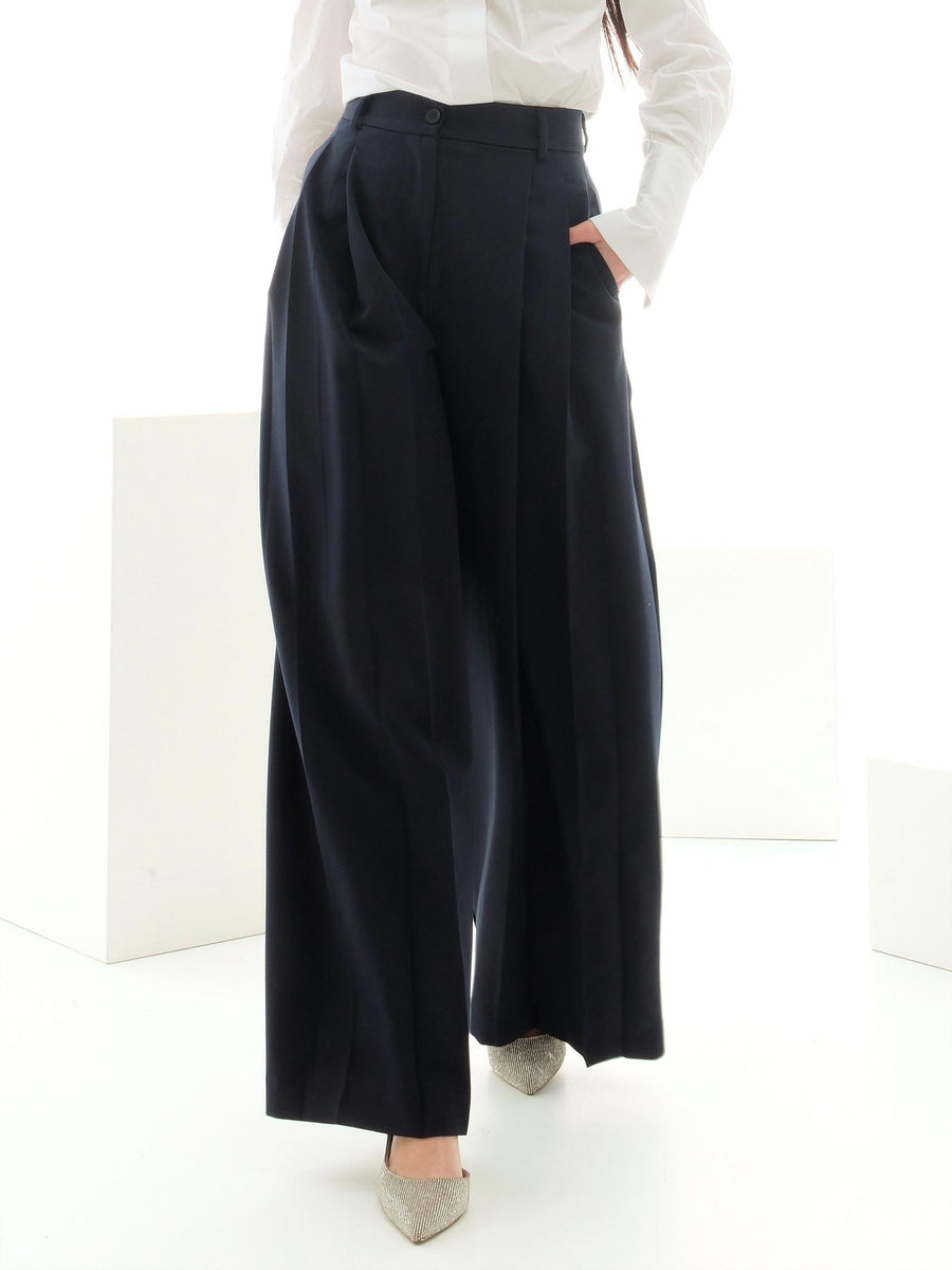 Pantalone a palazzo Vicolo blu con pinces TD0161 BLU Vicolo 