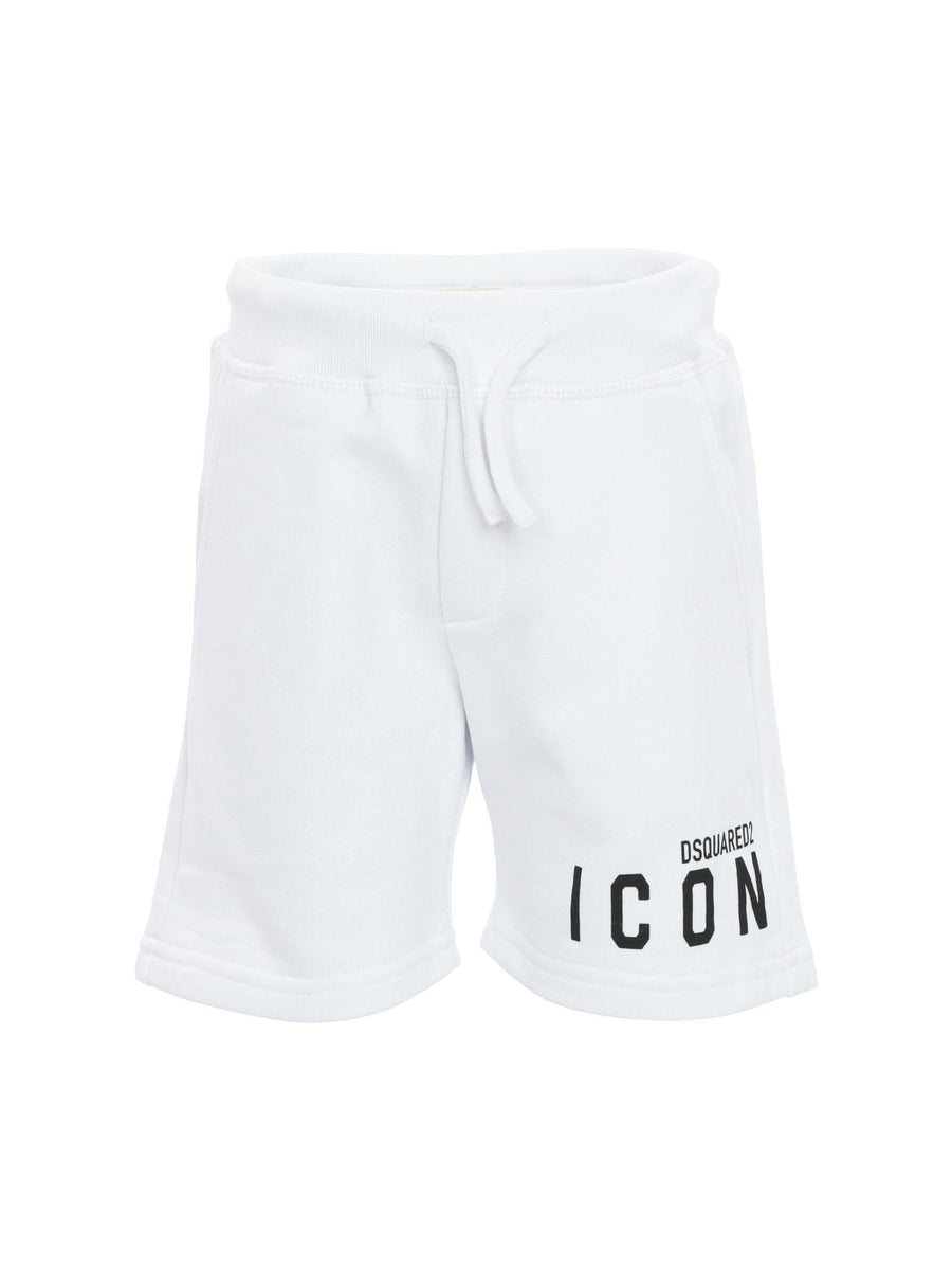 Bermuda bianchi con logo Icon nero sul fondo DQ1673 DQ100 Dsquared 