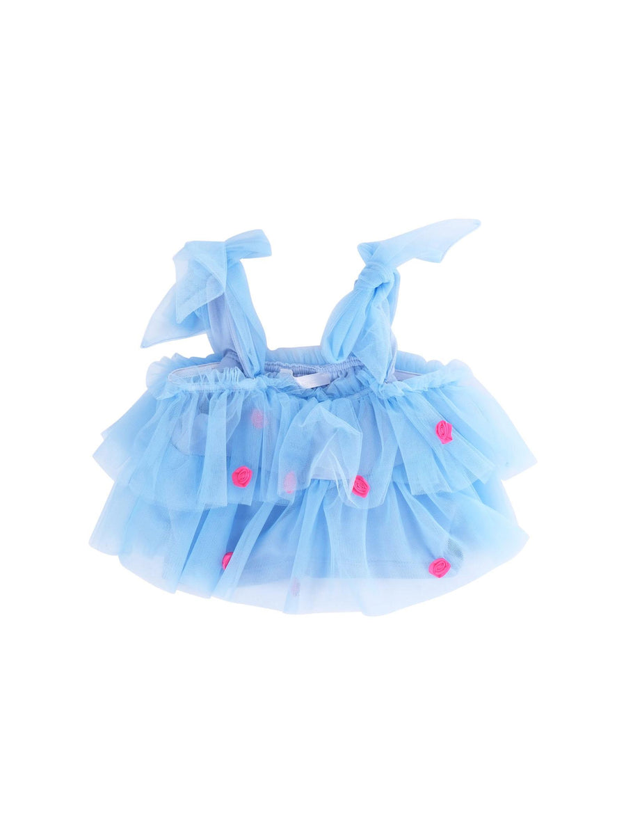 Top Miss Grant azzurro in tulle con fiocchi MG1295 FIORE Miss Grant 