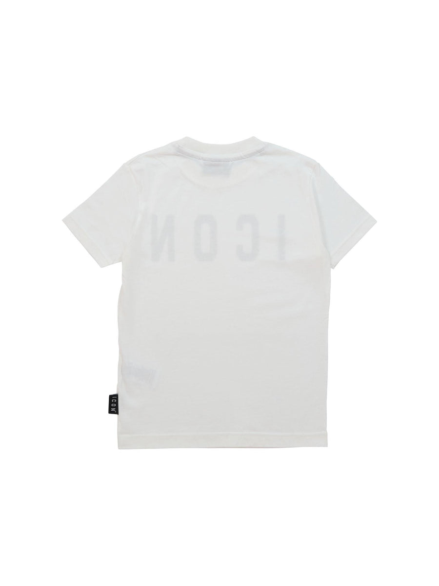 T-Shirt Icon bianca con stampa logo frontale S00746 PANNA Icon 