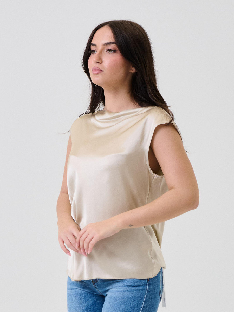 Bluse satinata Armoire beige con scollo morbido F8989T97Q LANA Armoire 