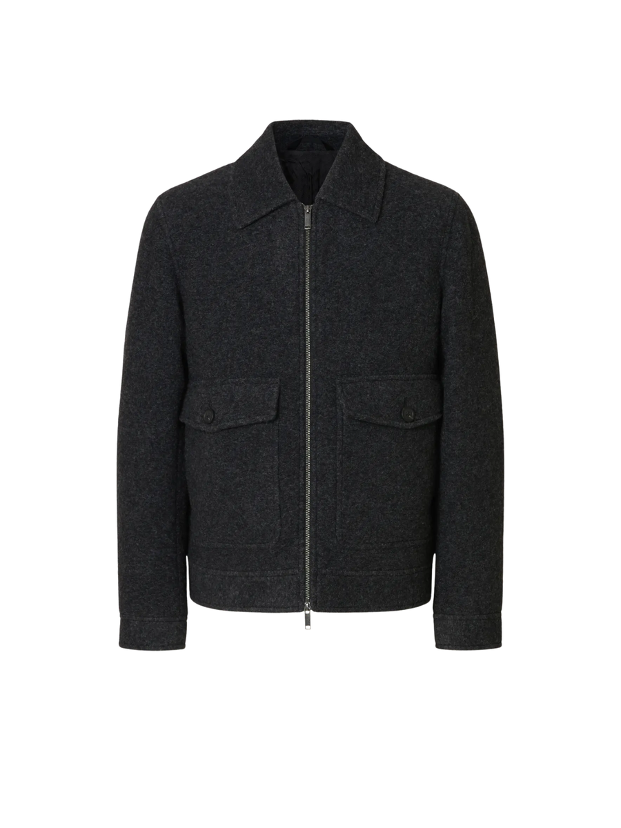 Giubbino Selected grigio melange con tasche a toppa frontali 16098263 G MEL Selected 