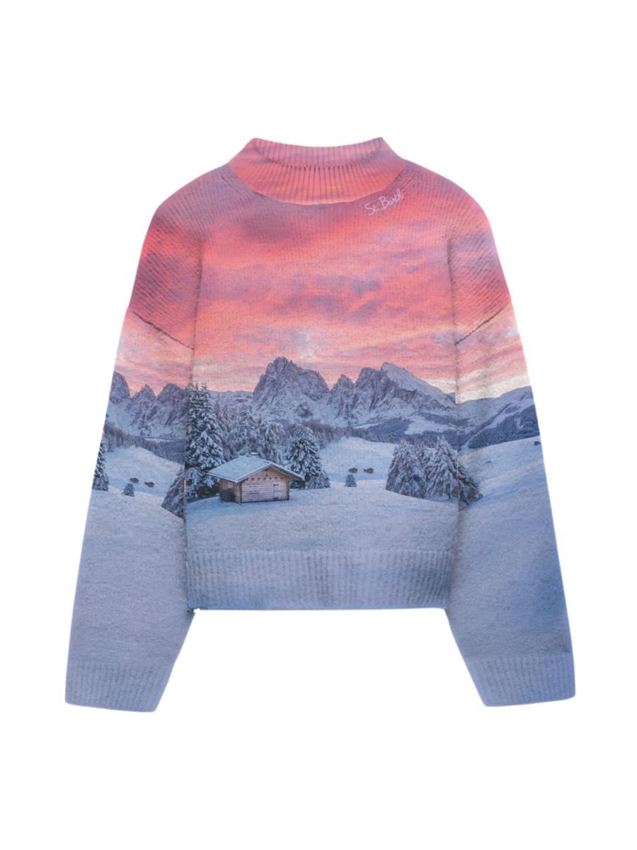 Maglione "louise chalet sunset" Saint Barth rosa e azzurro LOUI001 01615G MC2 SAINT BARTH 