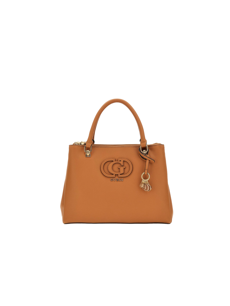 Borsa a mano Guess cognac con logo in rilievo e charm dorato HWBG9536060 COG Guess 
