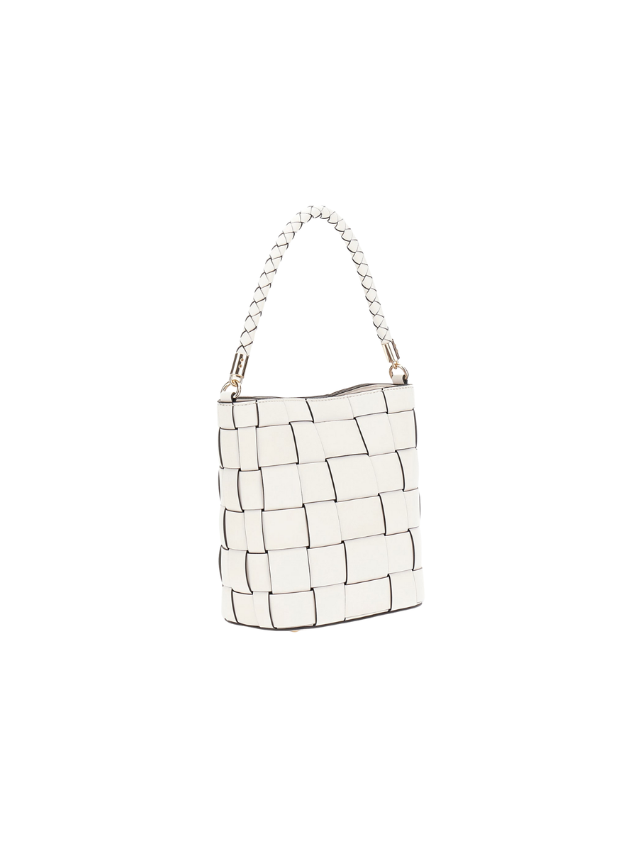 Borsa a mano Guess bianca intrecciata HWWG9661030 OFF Guess 