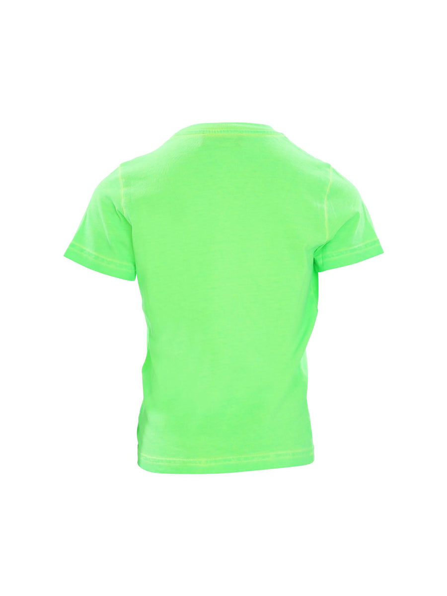 T-shirt verde fluo con applicazione logo Icon fucsia DQ2416 DQ584 Dsquared 