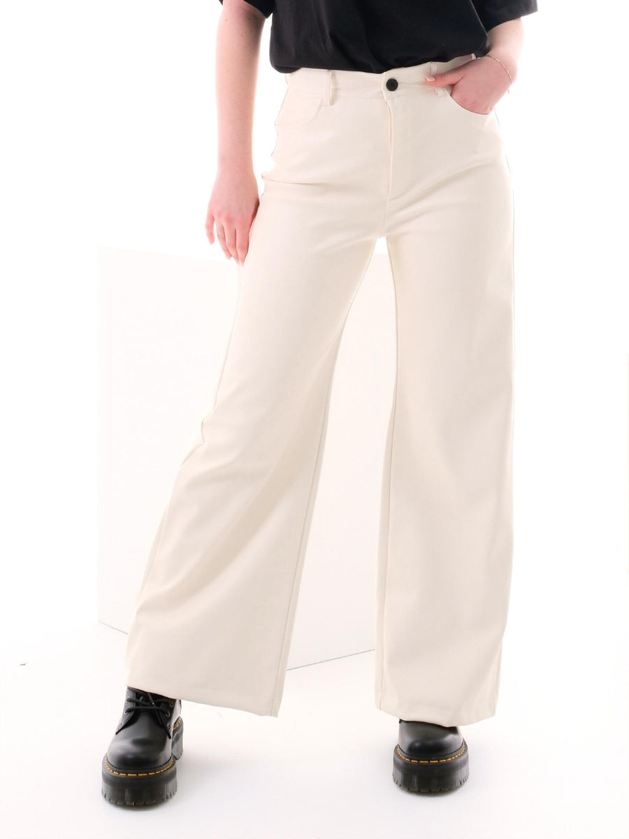 Pantalone a gamba larga Vicolo burro in ecopelle TD0251 BURRO Vicolo 