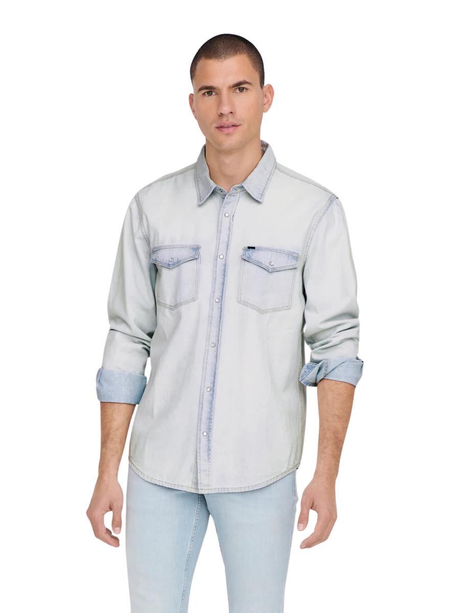 Camicia bane Only & Sons light blu in denim 22023247 LIGHTBLUE Only & Sons 