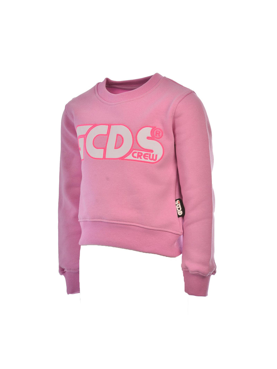 Felpa cropped lilla con ricamo 028653 LIL GCDS 