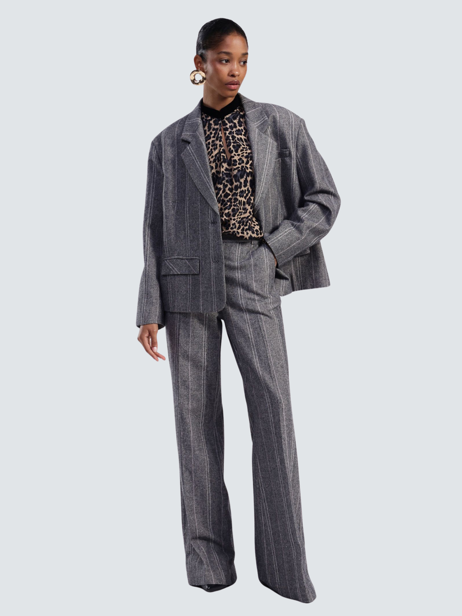 Pantalone a righe Dixie beige e nero a gamba ampia PDN9YATA BEIGE Dixie 