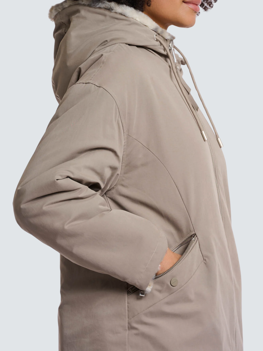 Cappotto "Ines reversible" Rino & Pelle fango Ines.7002512 Light pebble and leopard Rino & Pelle 