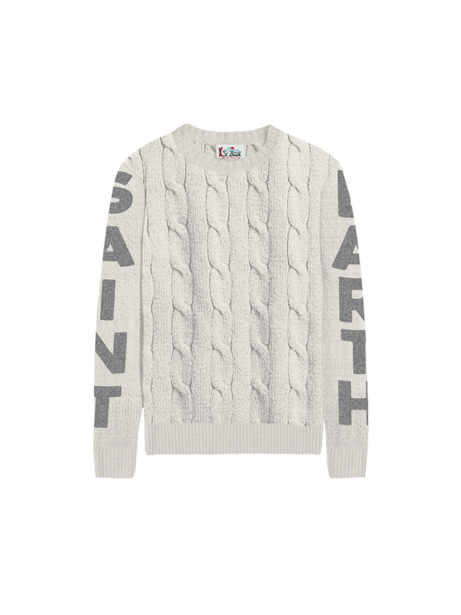 Maglione Saint Barth grigio con logo sulle maniche a contrasto BERG002 02346G MC2 SAINT BARTH 