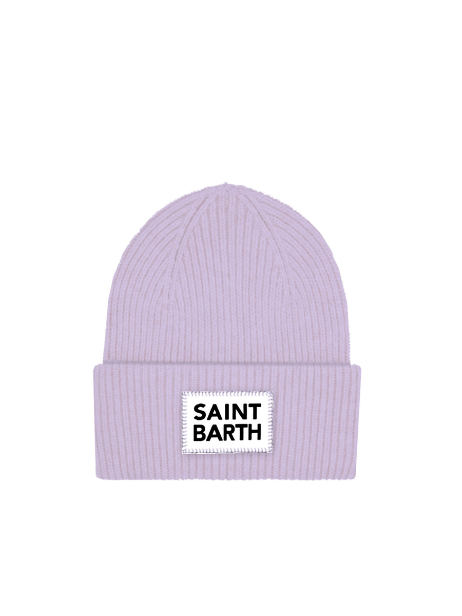 Berretto Saint Barth lilla con risvolto e patch con logo BRR0003 04130G MC2 SAINT BARTH 