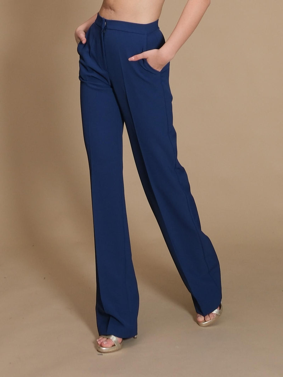 Pantalone Crepe Silence Limited a zampa blu navy SD2012BCREPE NAVY Silence Limited 