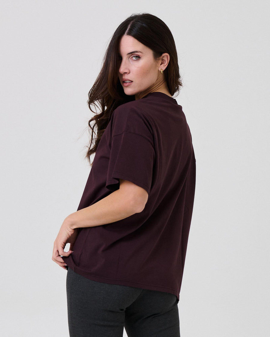 T-Shirt over Vicolo vino con stampa "Vicolo" effetto used RF0257 VINO Vicolo 