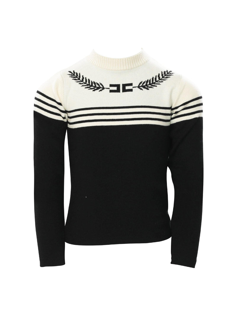 Maglioncino panna e nero mezzo collo EFMA156 D542 Elisabetta Franchi 