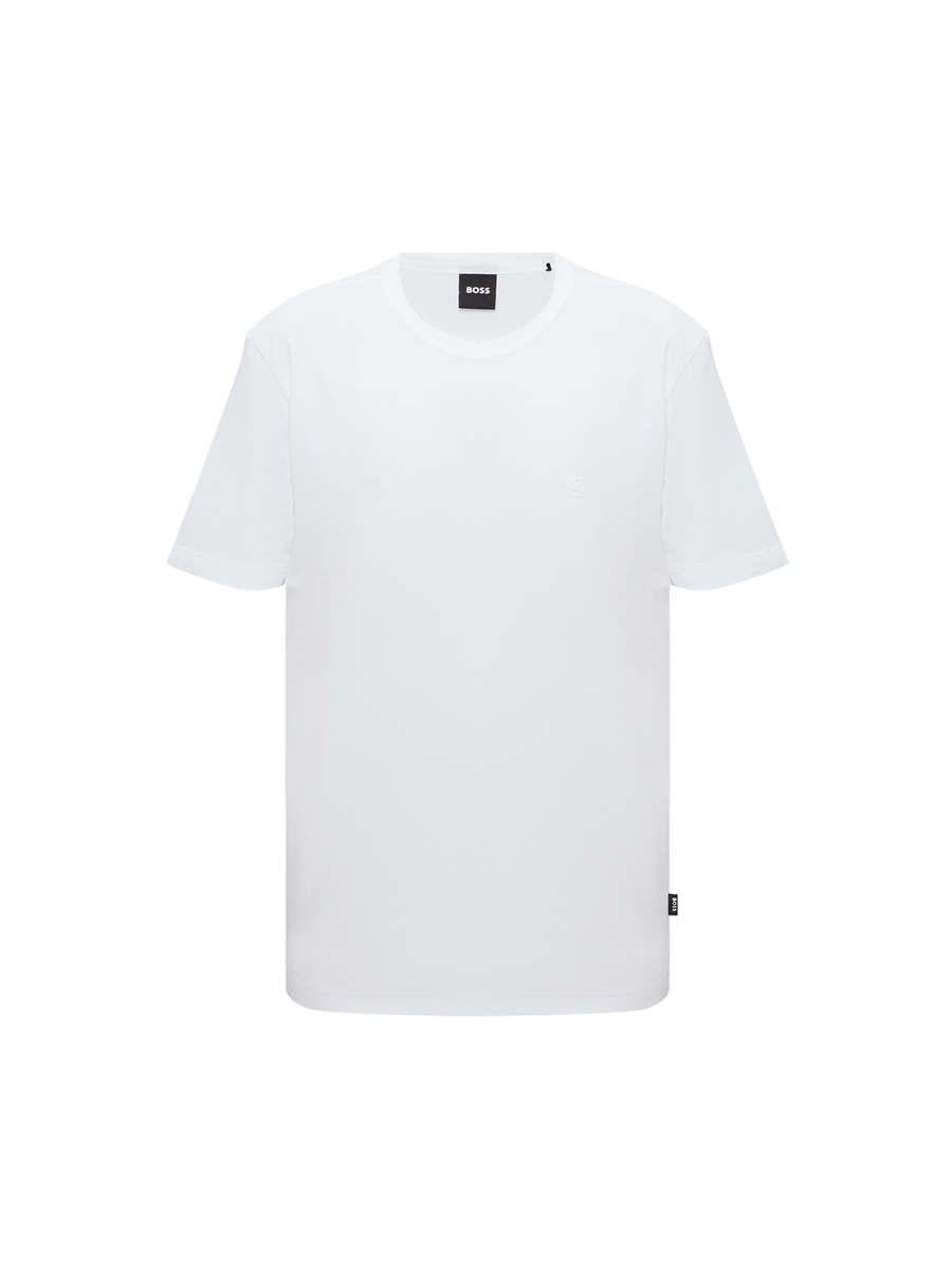 T-Shirt Boss bianca con logo double in rilievo 50539831 100 Boss 