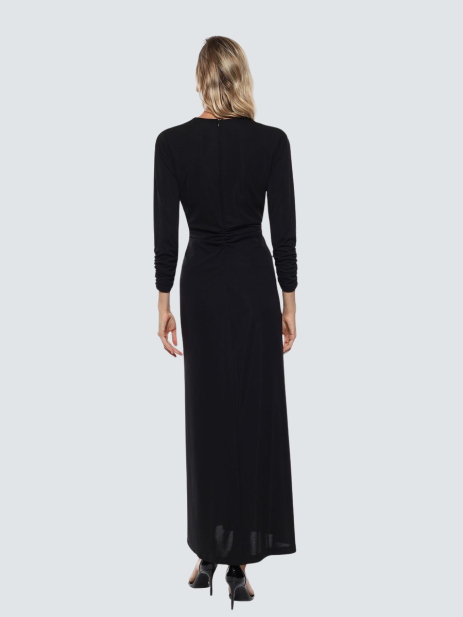 Abito lungo Imperial nero con anello centrale e drappeggio AFUGKHT NERO Imperial 