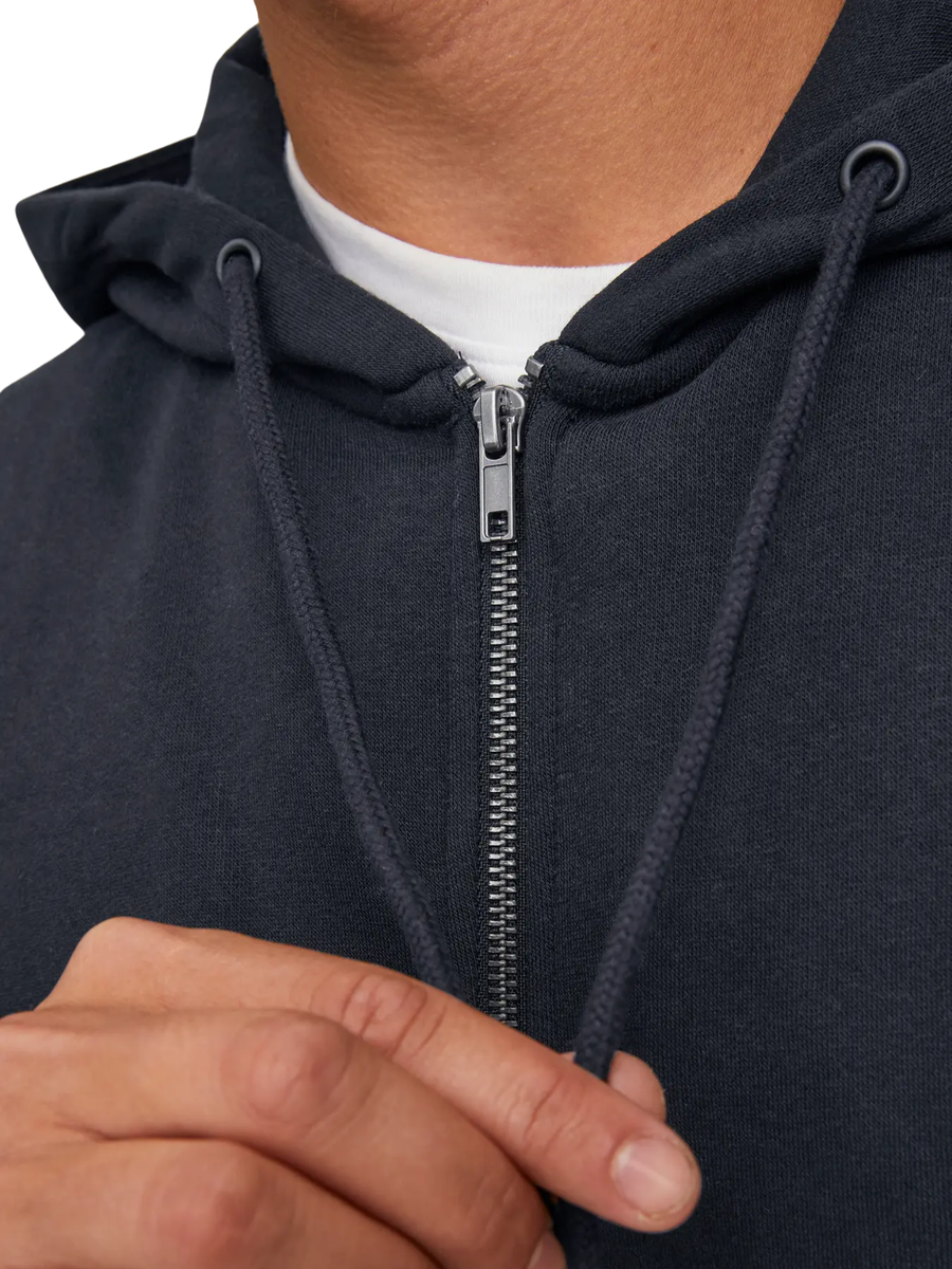 Felpa con zip e cappuccio Jack & Jones nera 12210830 Black Jack & Jones 