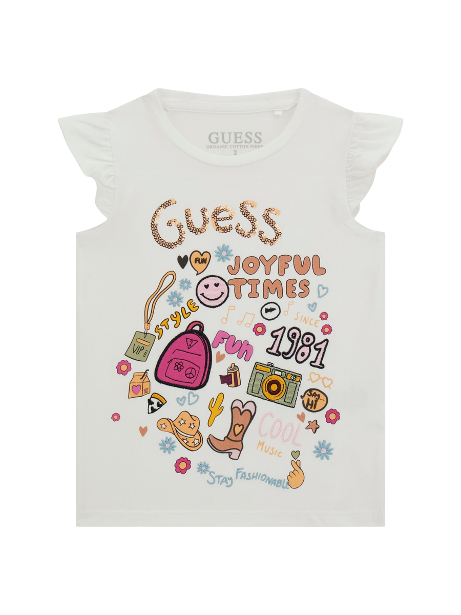 T-Shirt Guess bianca "Joyful Times" K5GI11K6YW4 G011 Guess 