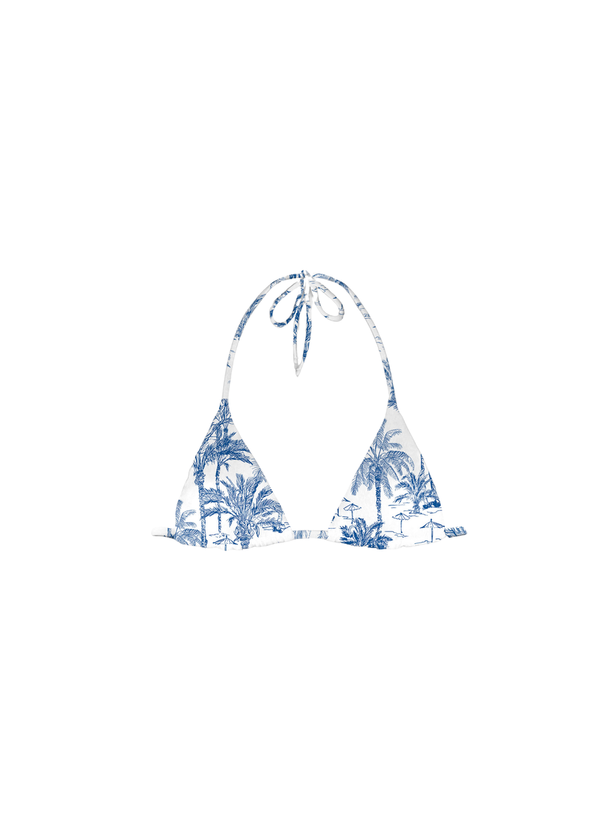 Top bikini a triangolo Saint Barth bianco con palme LEH0001 02774H MC2 SAINT BARTH 