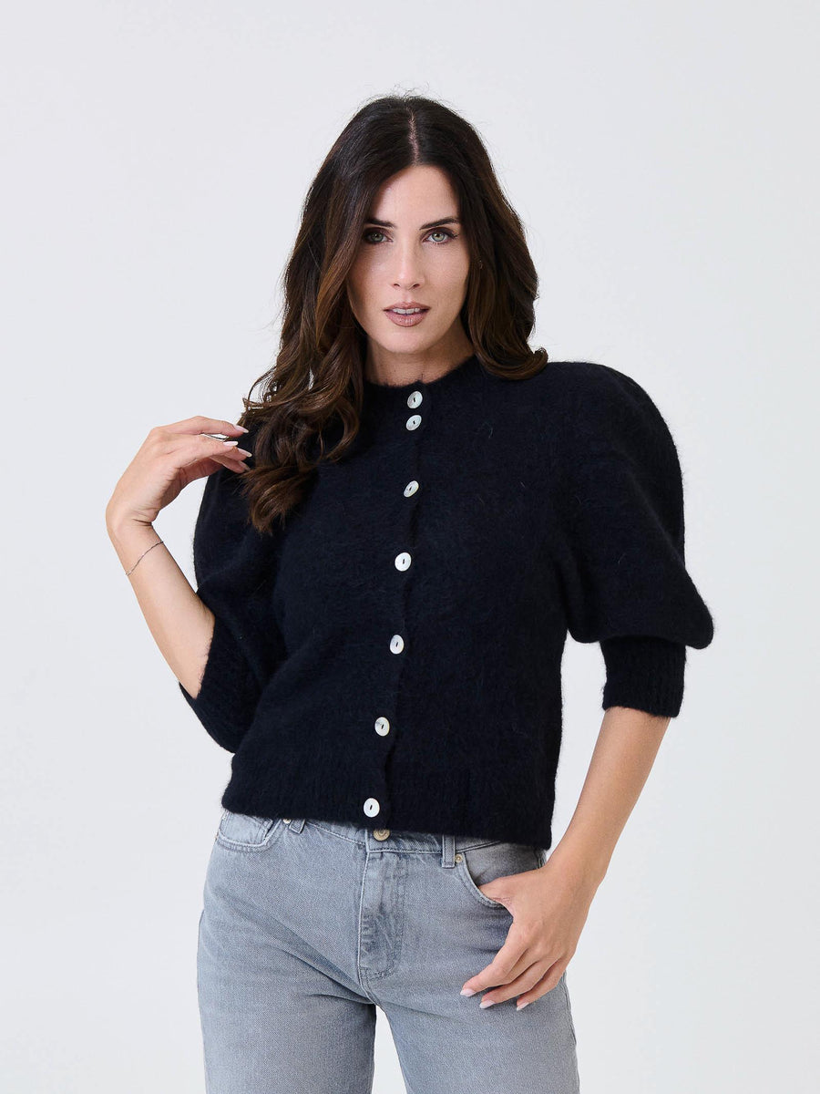 Cardigan Kontatto nero con maniche a palloncino 3M0873C NERO kontatto 