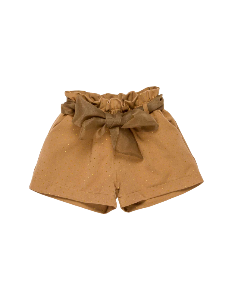 Shorts con fiocco Miss Grant cammello con strass MG1429 VISON Miss Grant 