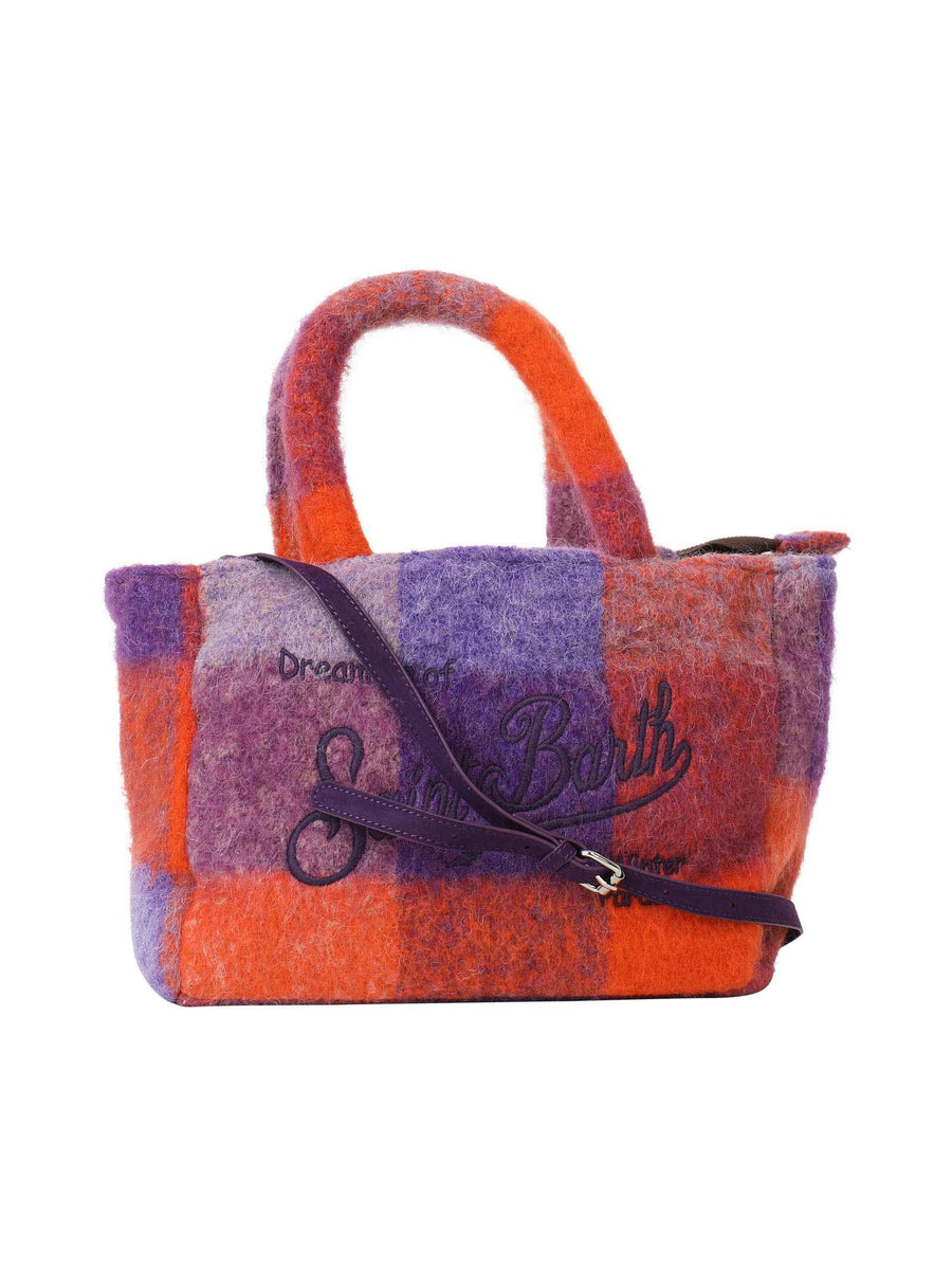 Borsa Clarine fantasia Check viola e arancione CLRI001 00542E MC2 SAINT BARTH 