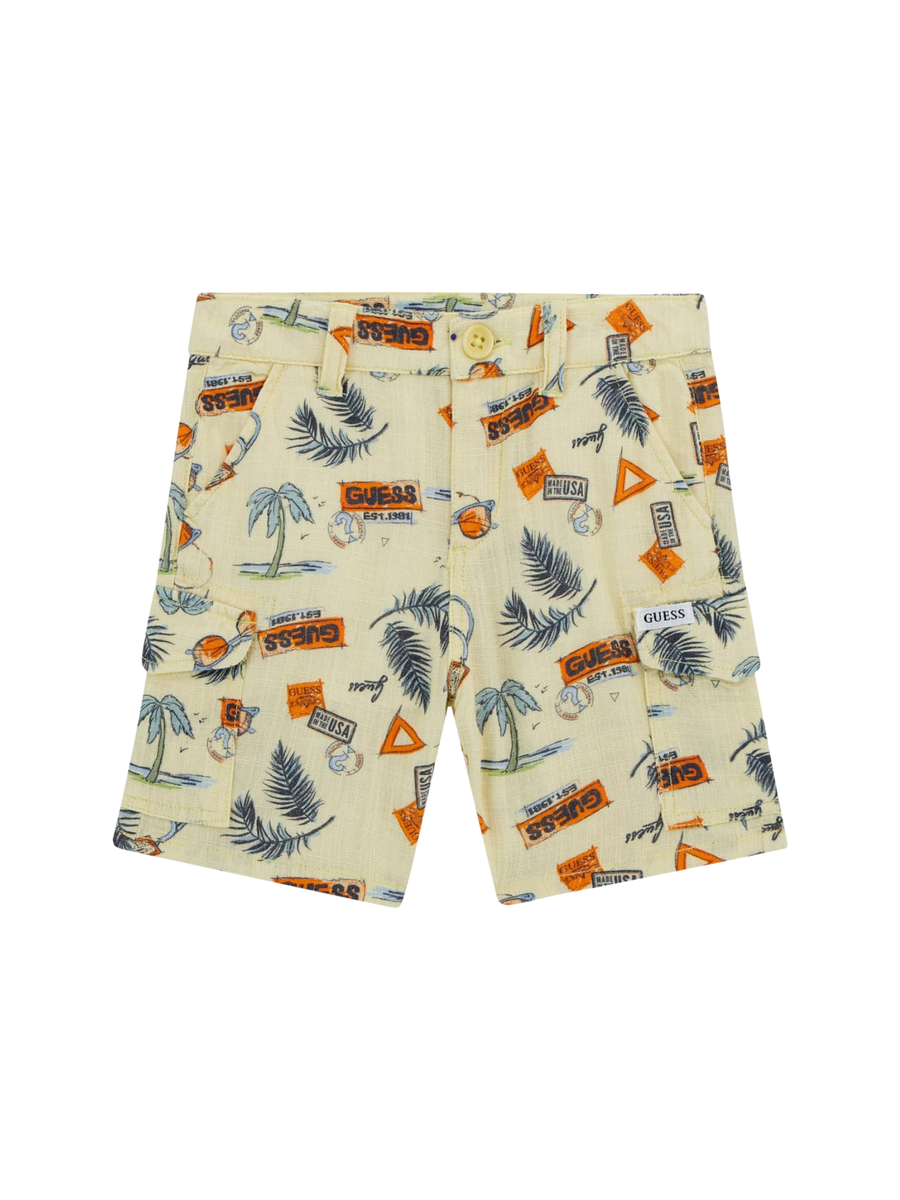 Shorts Guess giallo con stampa tropicale N5GD10WFBT0 PG21 Guess 